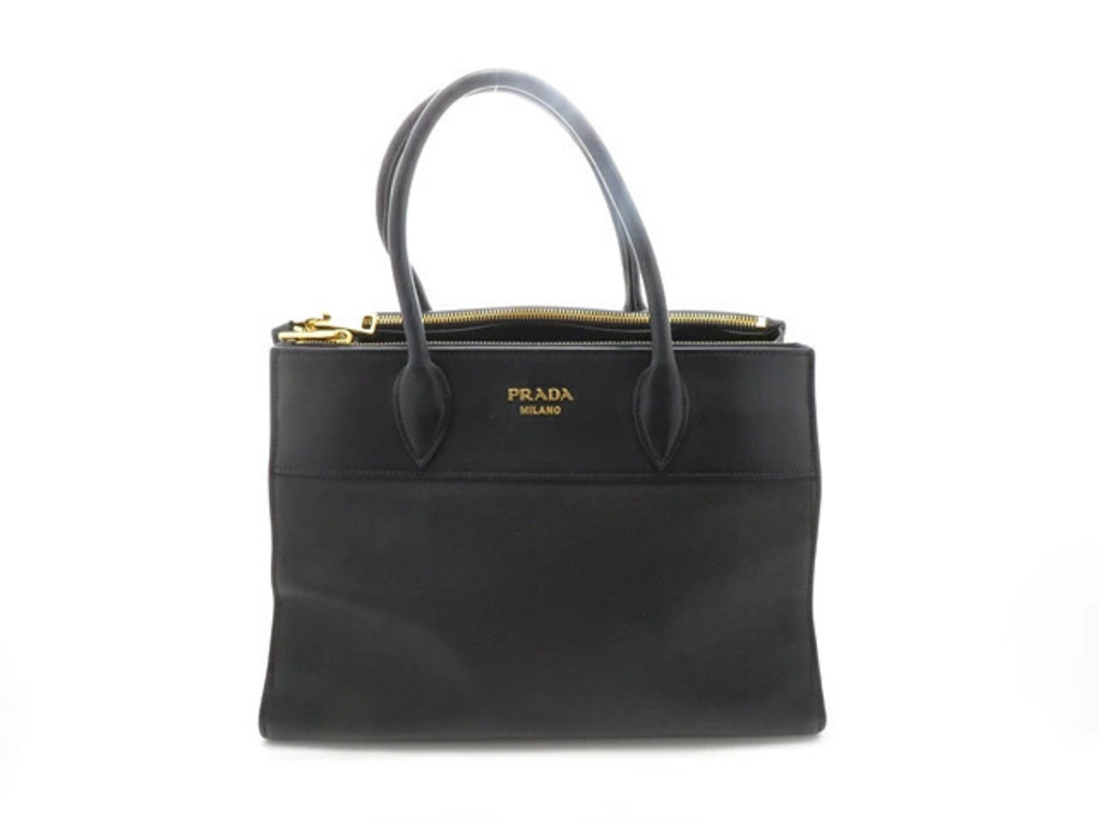 Prada bag Saffiano leather shoulder black calfskin